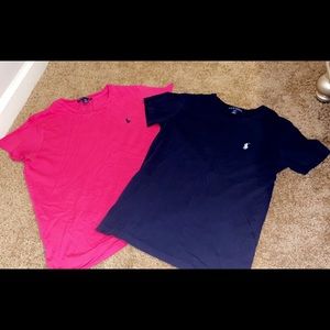 Two Polo Ralph Lauren T-Shirts Pink & Navy Blue